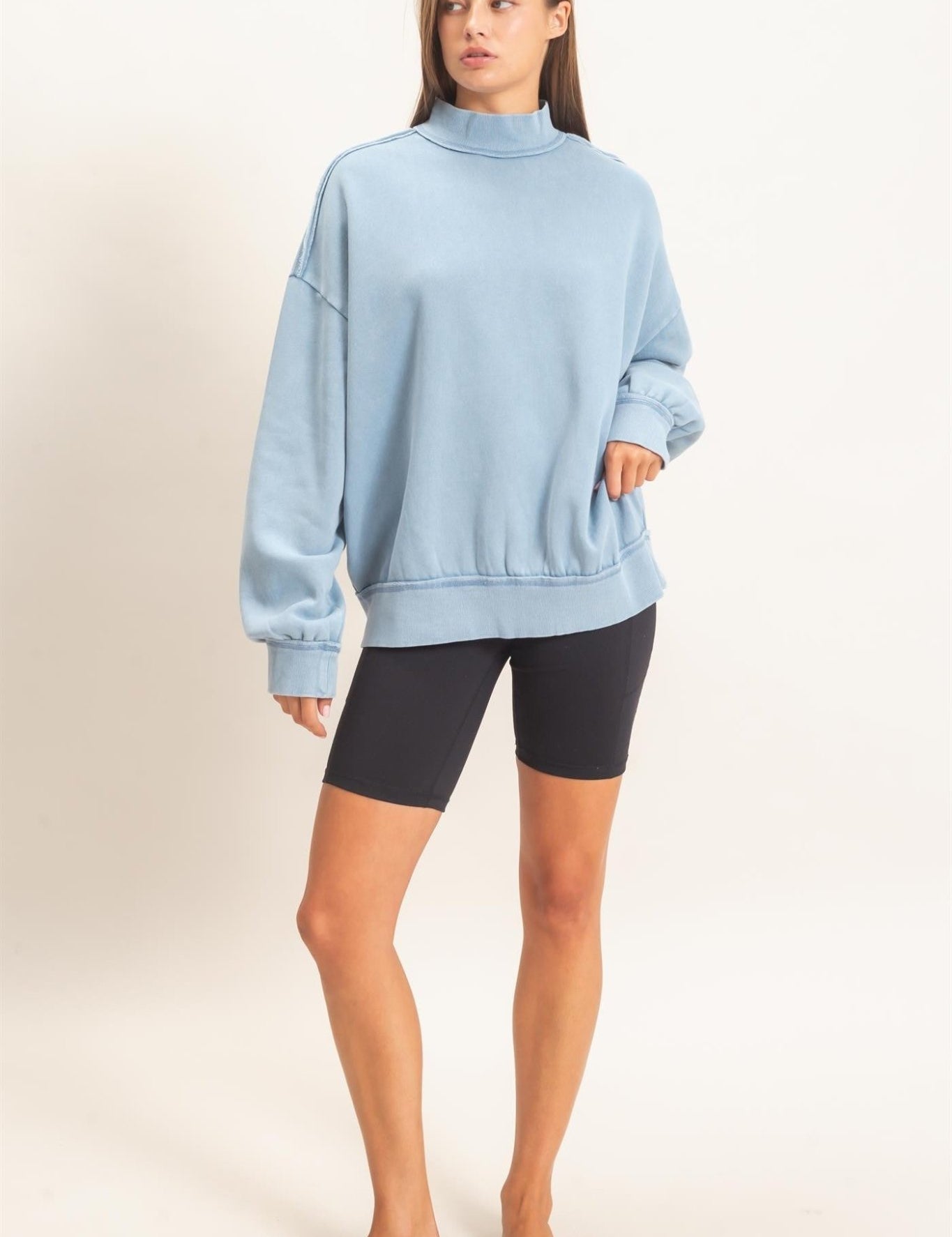 First Light Acid Wash Mock Neck Sweatshirt - Westly