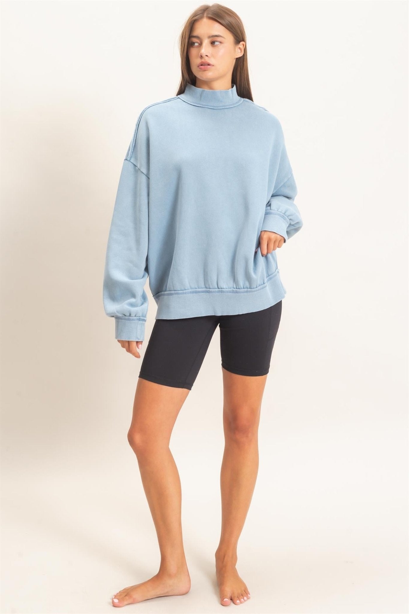First Light Acid Wash Mock Neck Sweatshirt - Westly