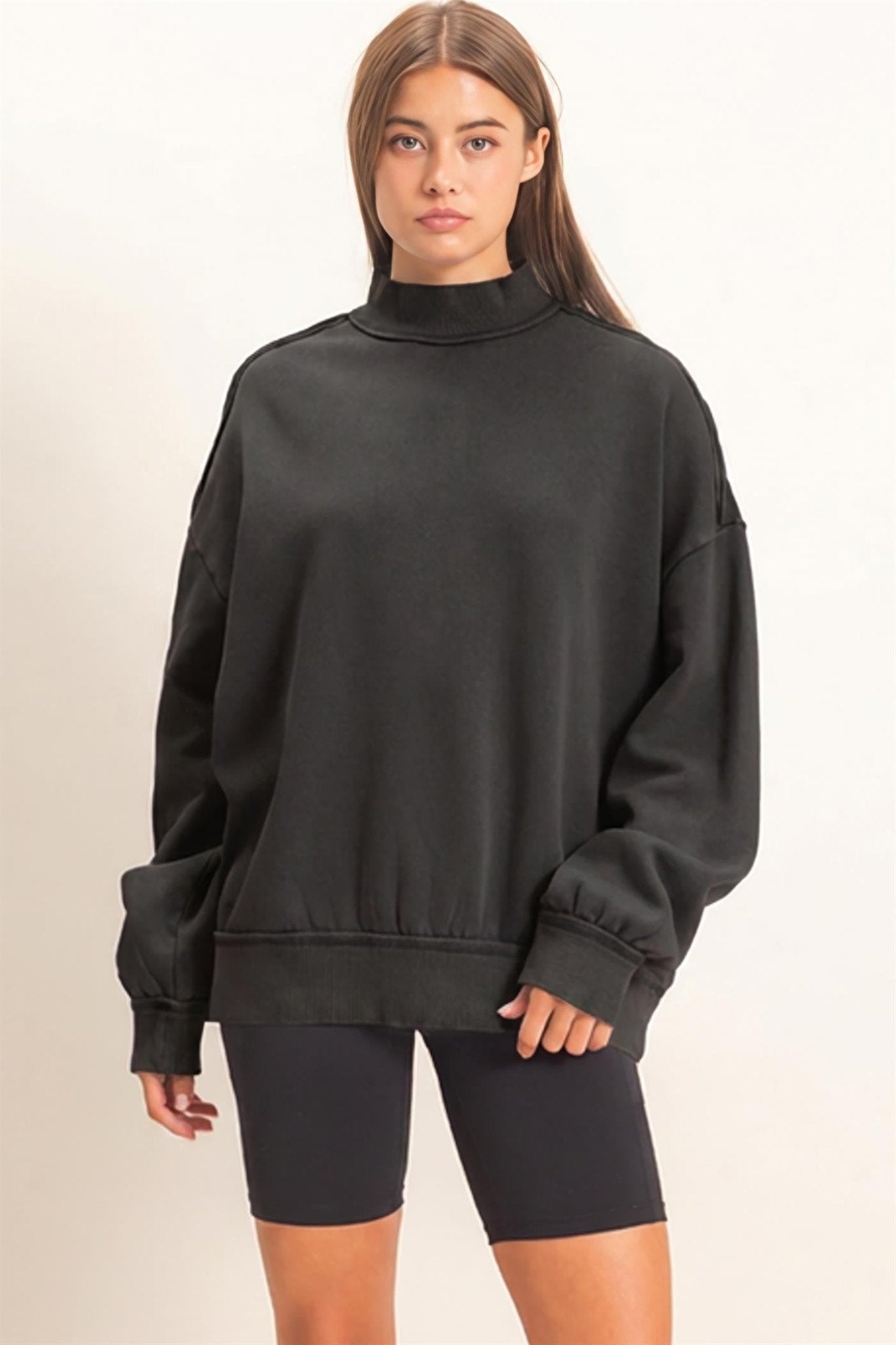 First Light Acid Wash Mock Neck Sweatshirt - Westly