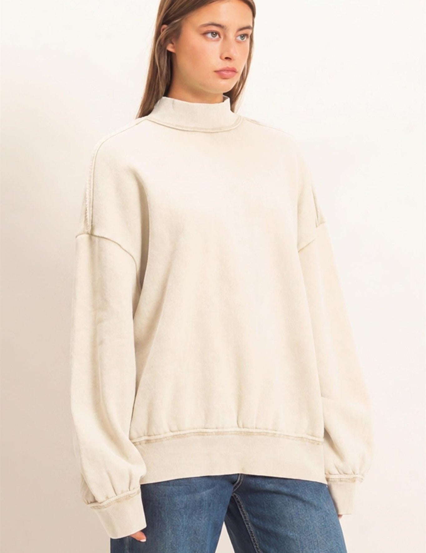 First Light Acid Wash Mock Neck Sweatshirt - Westly