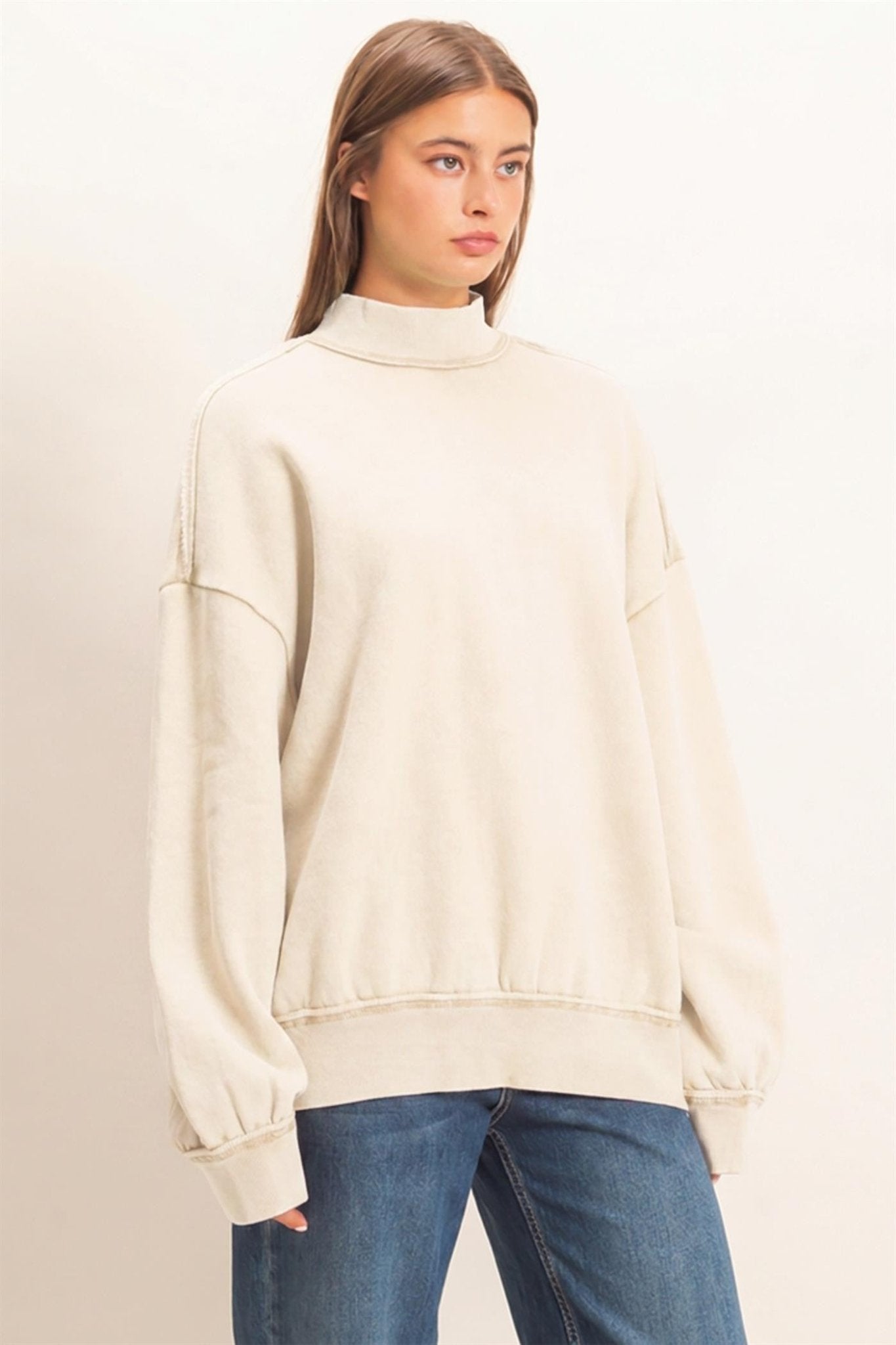 First Light Acid Wash Mock Neck Sweatshirt - Westly