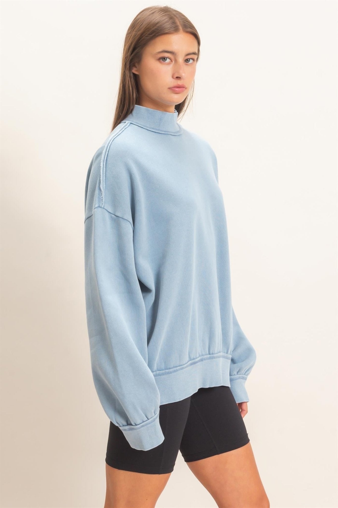 First Light Acid Wash Mock Neck Sweatshirt - Westly