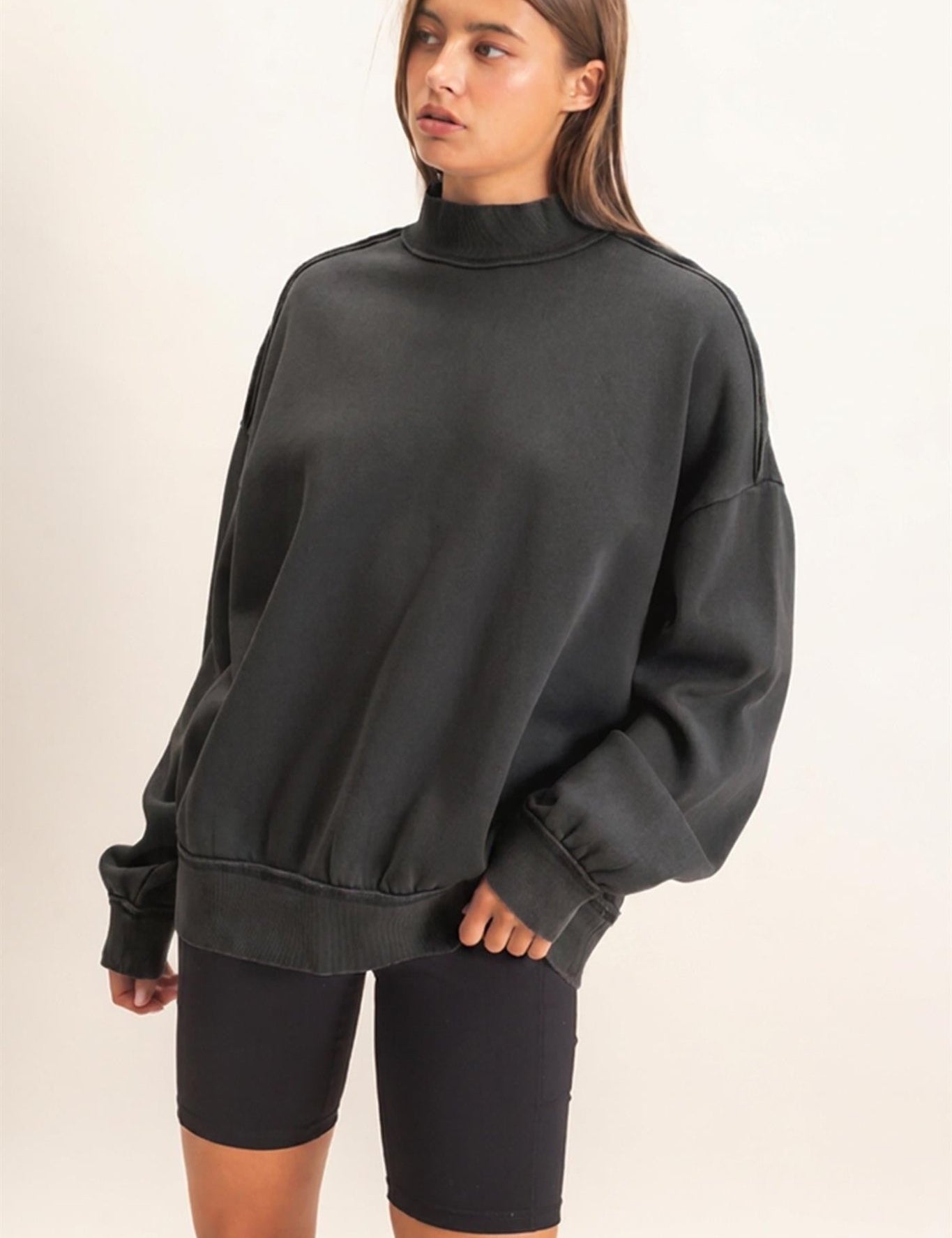 First Light Acid Wash Mock Neck Sweatshirt - Westly
