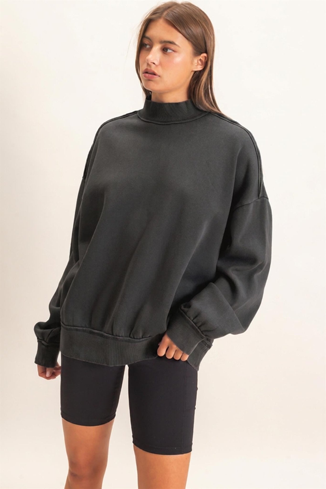 First Light Acid Wash Mock Neck Sweatshirt - Westly