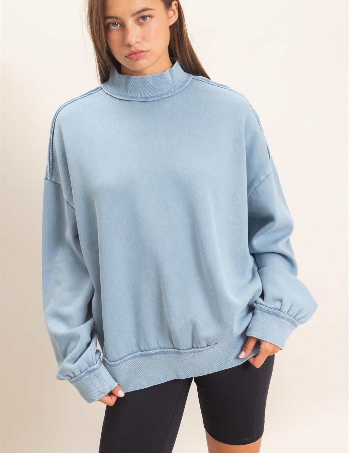 First Light Acid Wash Mock Neck Sweatshirt - Westly