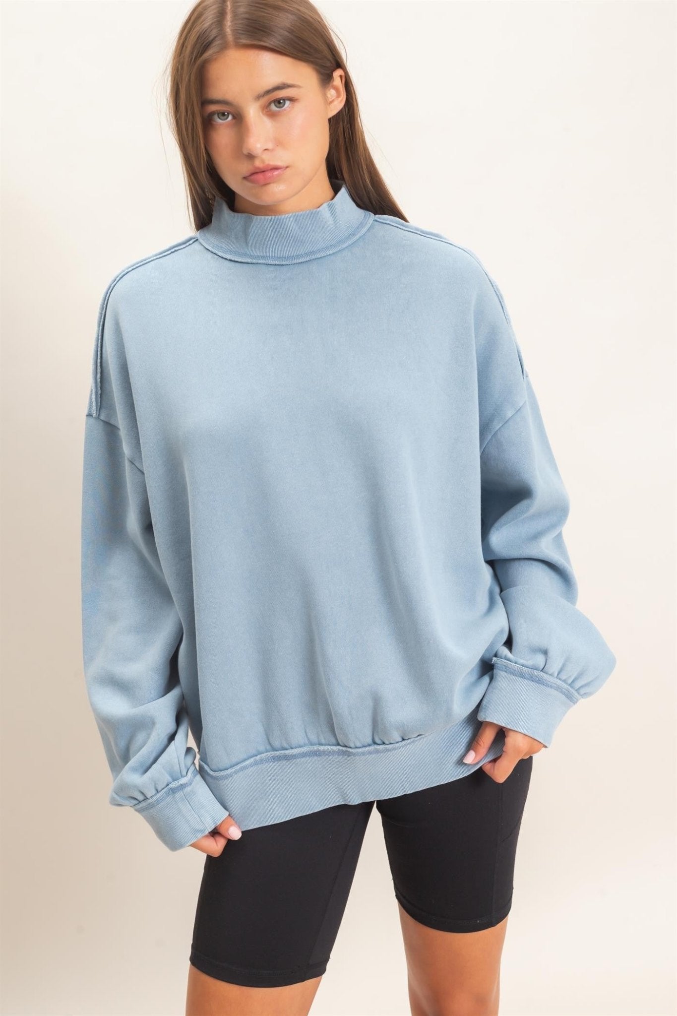 First Light Acid Wash Mock Neck Sweatshirt - Westly