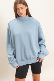 First Light Acid Wash Mock Neck Sweatshirt - Westly