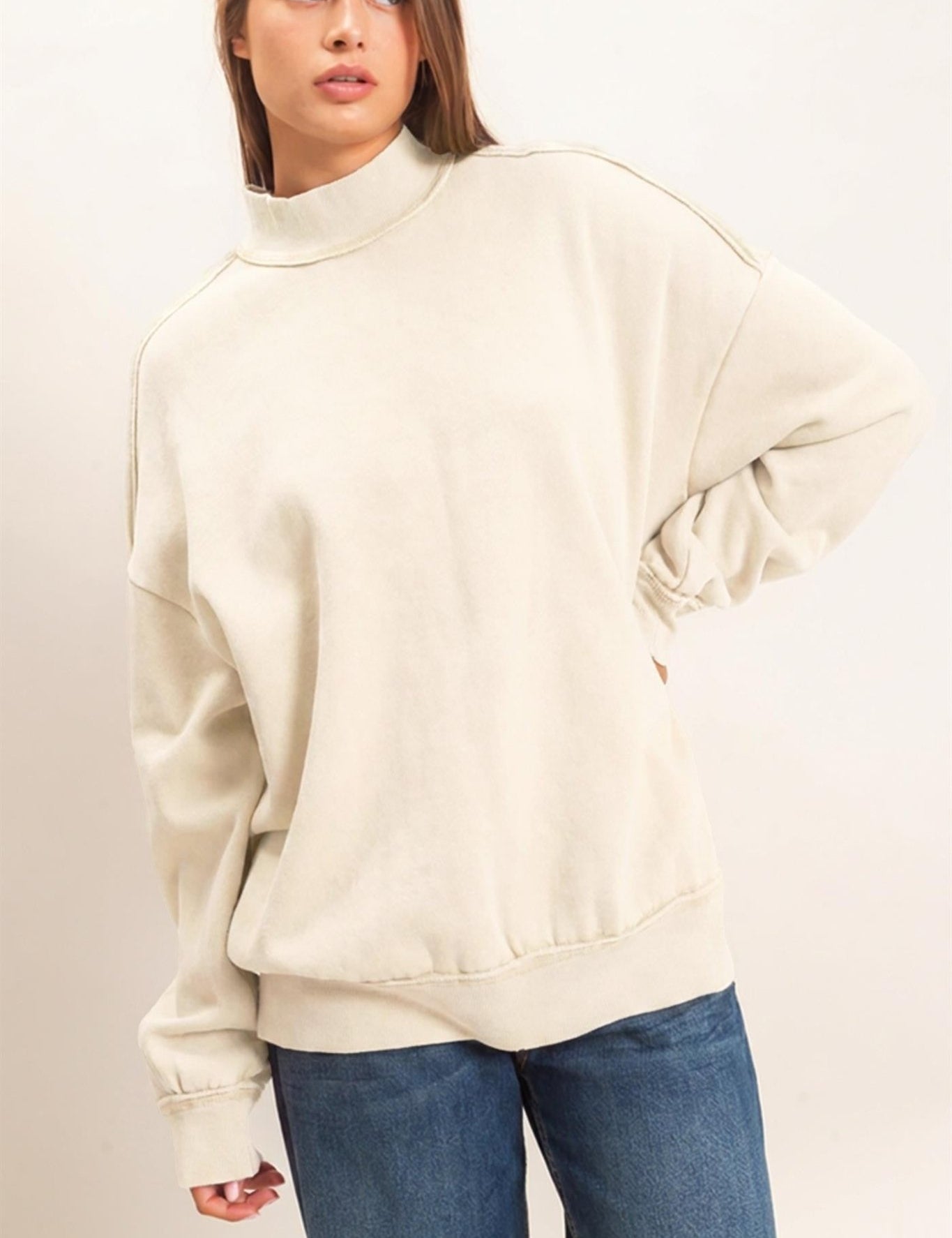 First Light Acid Wash Mock Neck Sweatshirt - Westly