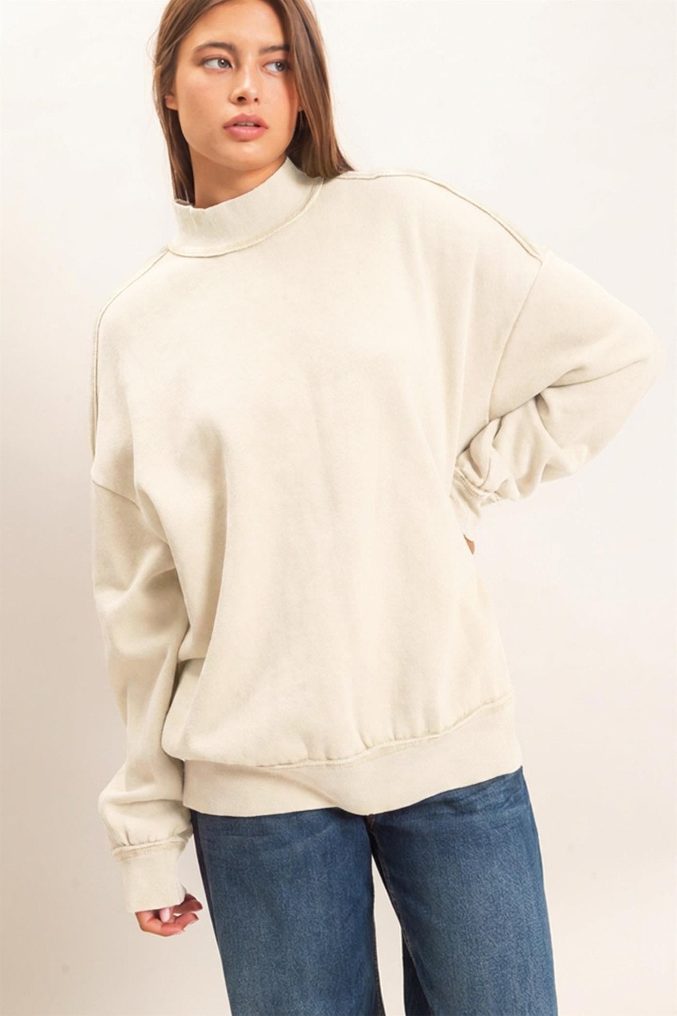 First Light Acid Wash Mock Neck Sweatshirt - Westly