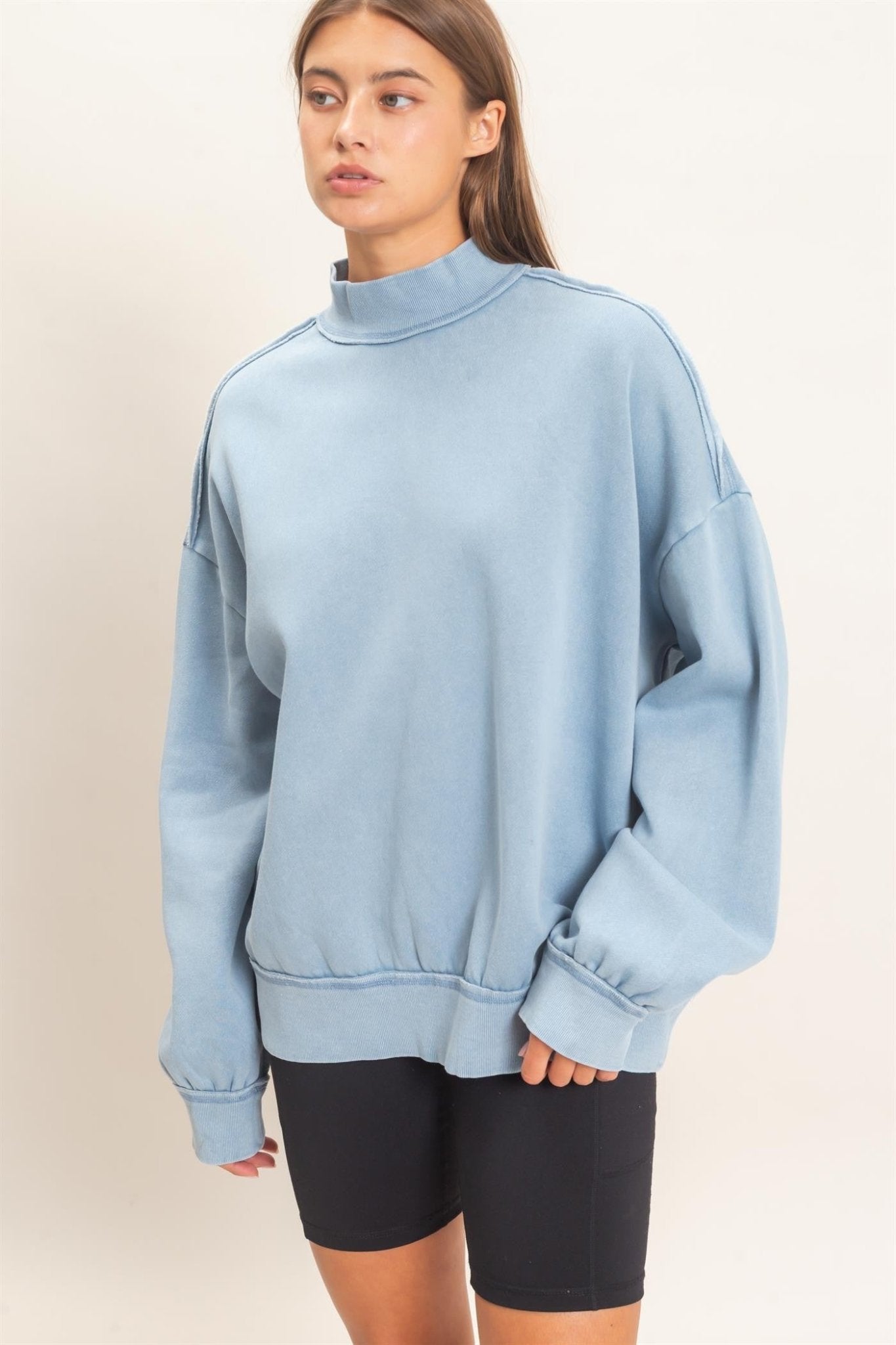 First Light Acid Wash Mock Neck Sweatshirt - Westly