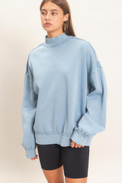 First Light Acid Wash Mock Neck Sweatshirt - Westly