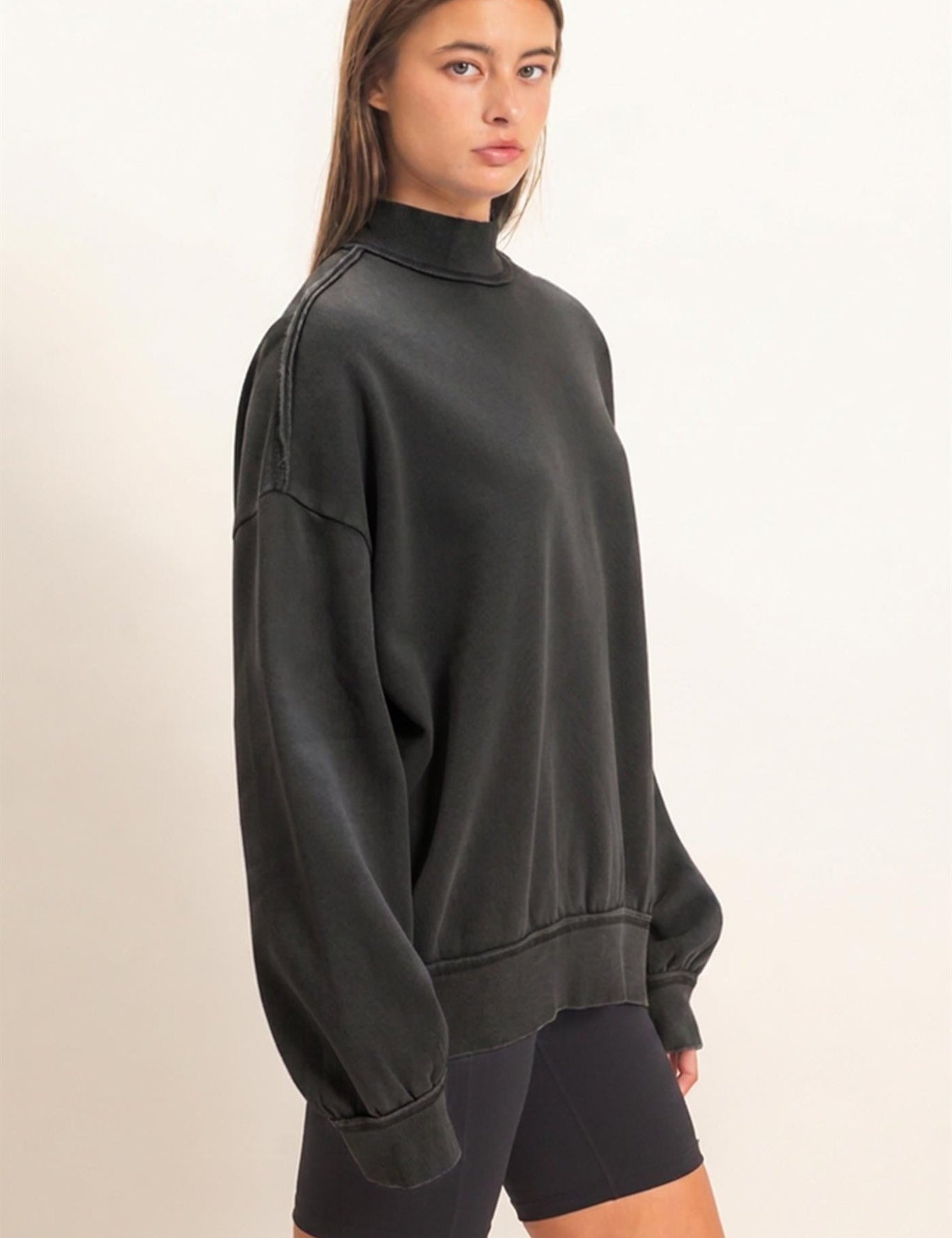 First Light Acid Wash Mock Neck Sweatshirt - Westly