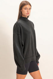 First Light Acid Wash Mock Neck Sweatshirt - Westly