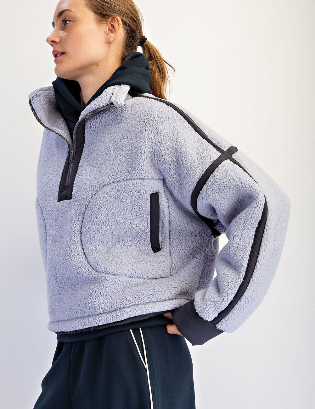 First Light Contrast Trim Sherpa Quarter-Zip - Westly