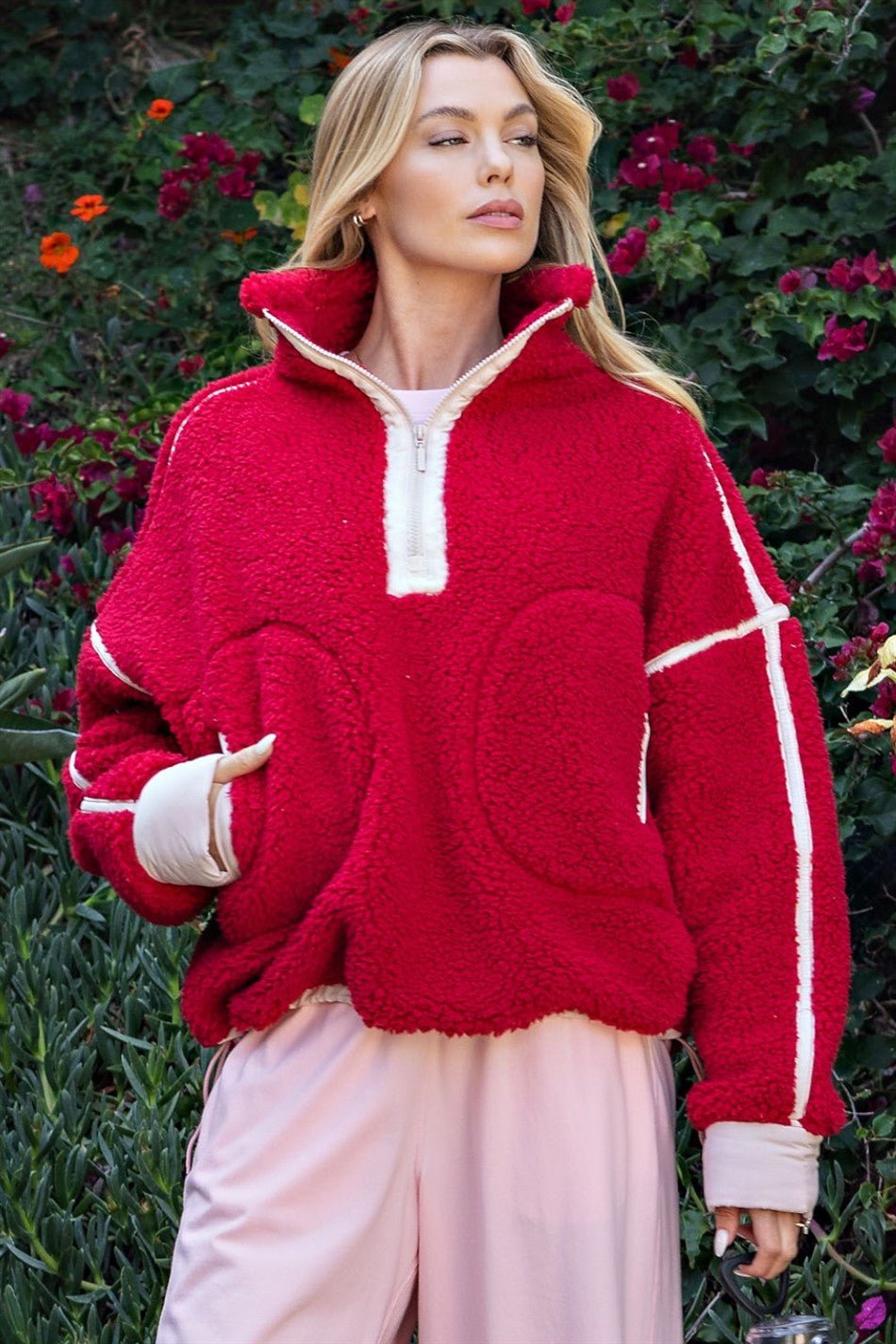 First Light Contrast Trim Sherpa Quarter-Zip - Westly