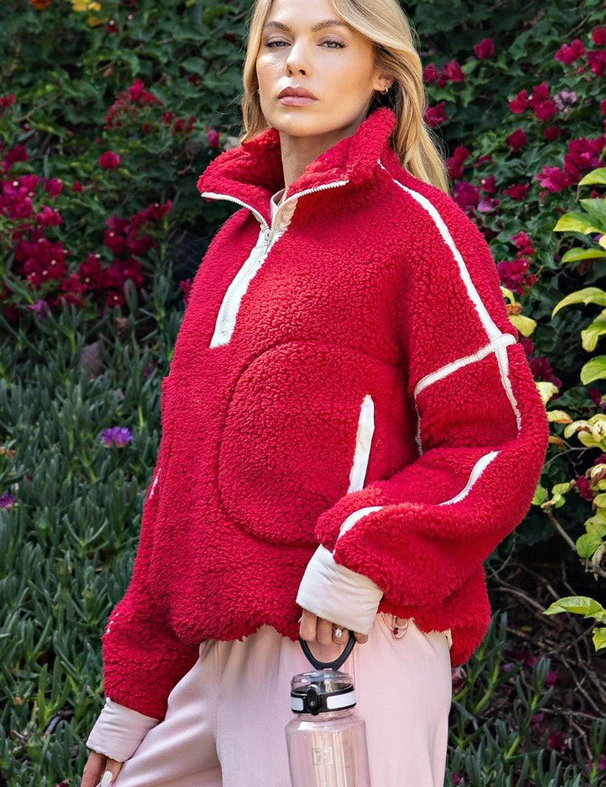 First Light Contrast Trim Sherpa Quarter-Zip - Westly