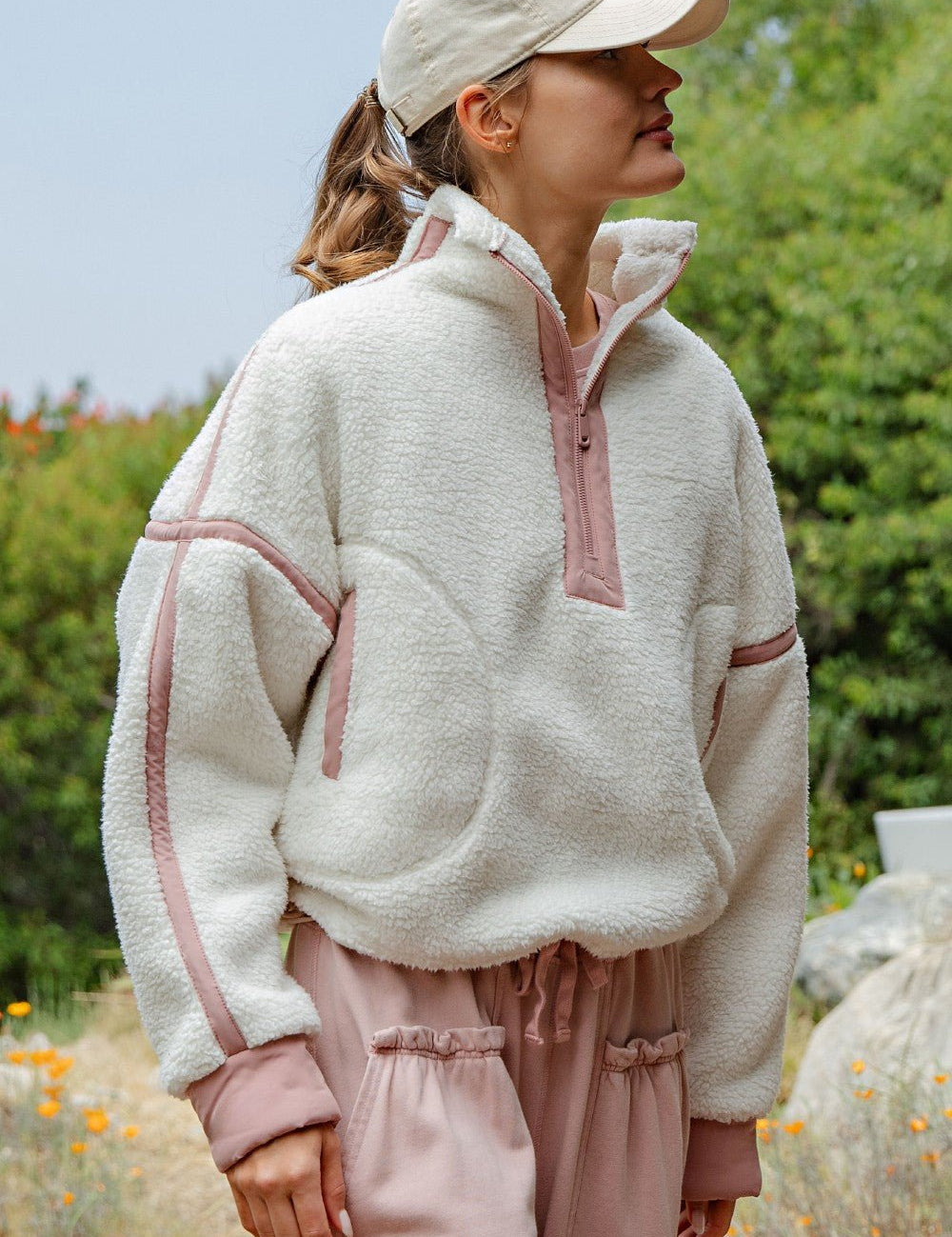 First Light Contrast Trim Sherpa Quarter-Zip - Westly