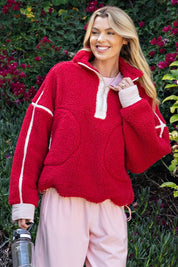 First Light Contrast Trim Sherpa Quarter-Zip - Westly