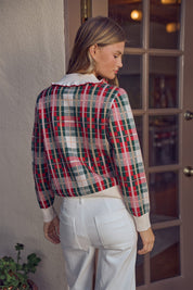 First Noel Plaid Collar Sweater - Red Multi