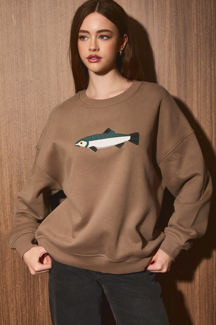 Fish Market Graphic Sweatshirt in Mocha — product photo 01