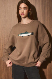 Fish Market Graphic Sweatshirt in Mocha — product photo 01