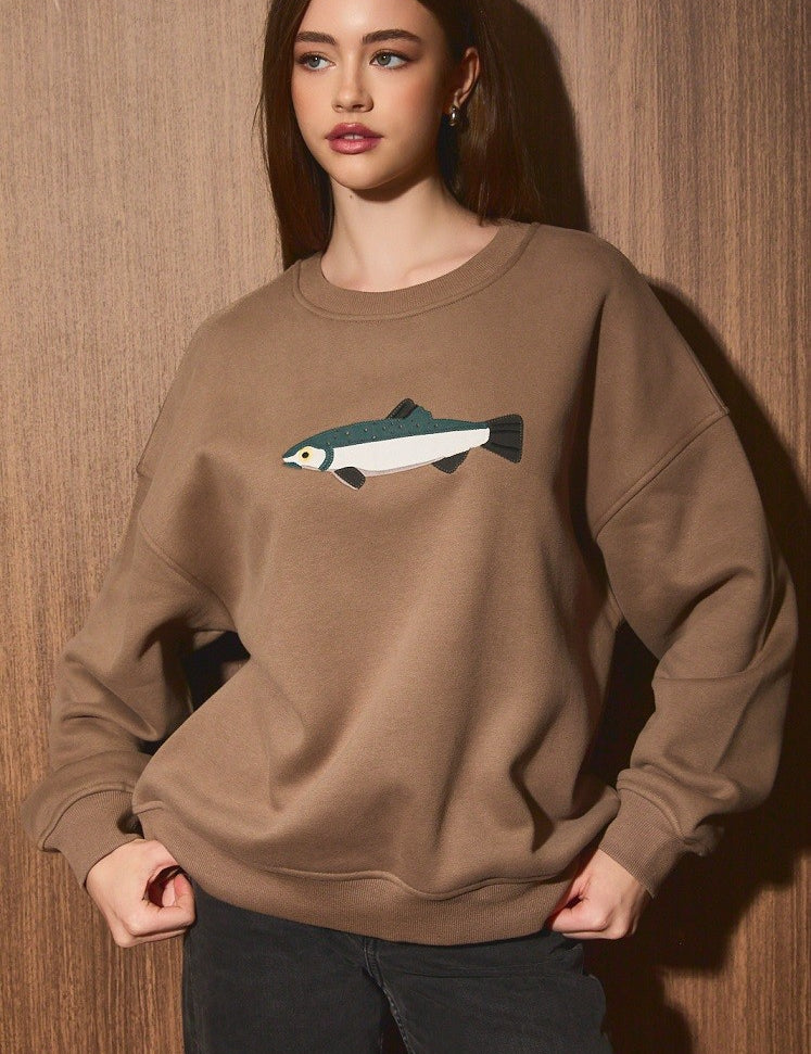 Fish Market Graphic Sweatshirt in Mocha — product photo 01