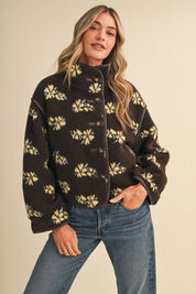 Fleur Lodge Floral Sherpa Jacket in Brown Floral, photo 2