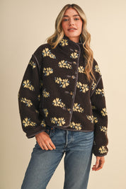 Fleur Lodge Floral Sherpa Jacket in Brown Floral, photo 3