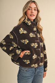 Fleur Lodge Floral Sherpa Jacket in Brown Floral, photo 5