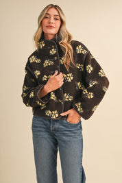 Fleur Lodge Floral Sherpa Jacket in Brown Floral, photo 7