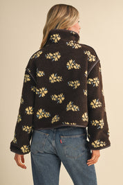 Fleur Lodge Floral Sherpa Jacket in Brown Floral, photo 8