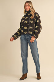 Fleur Lodge Floral Sherpa Jacket in Brown Floral, photo 11