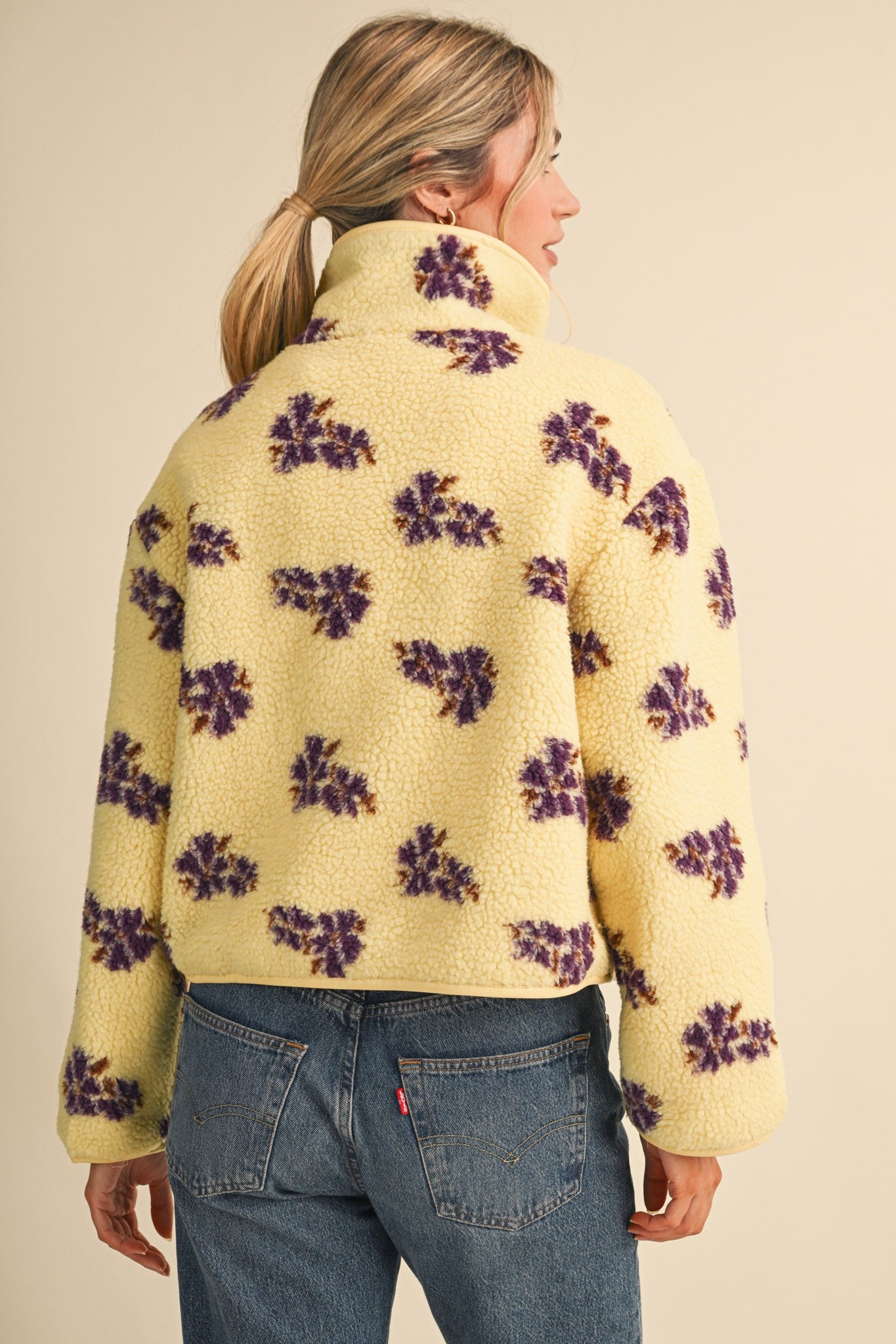 Fleur Lodge Floral Sherpa Jacket in Lemon Floral, photo 6