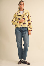 Fleur Lodge Floral Sherpa Jacket in Lemon Floral, photo 7