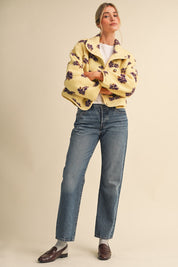 Fleur Lodge Floral Sherpa Jacket in Lemon Floral, photo 8