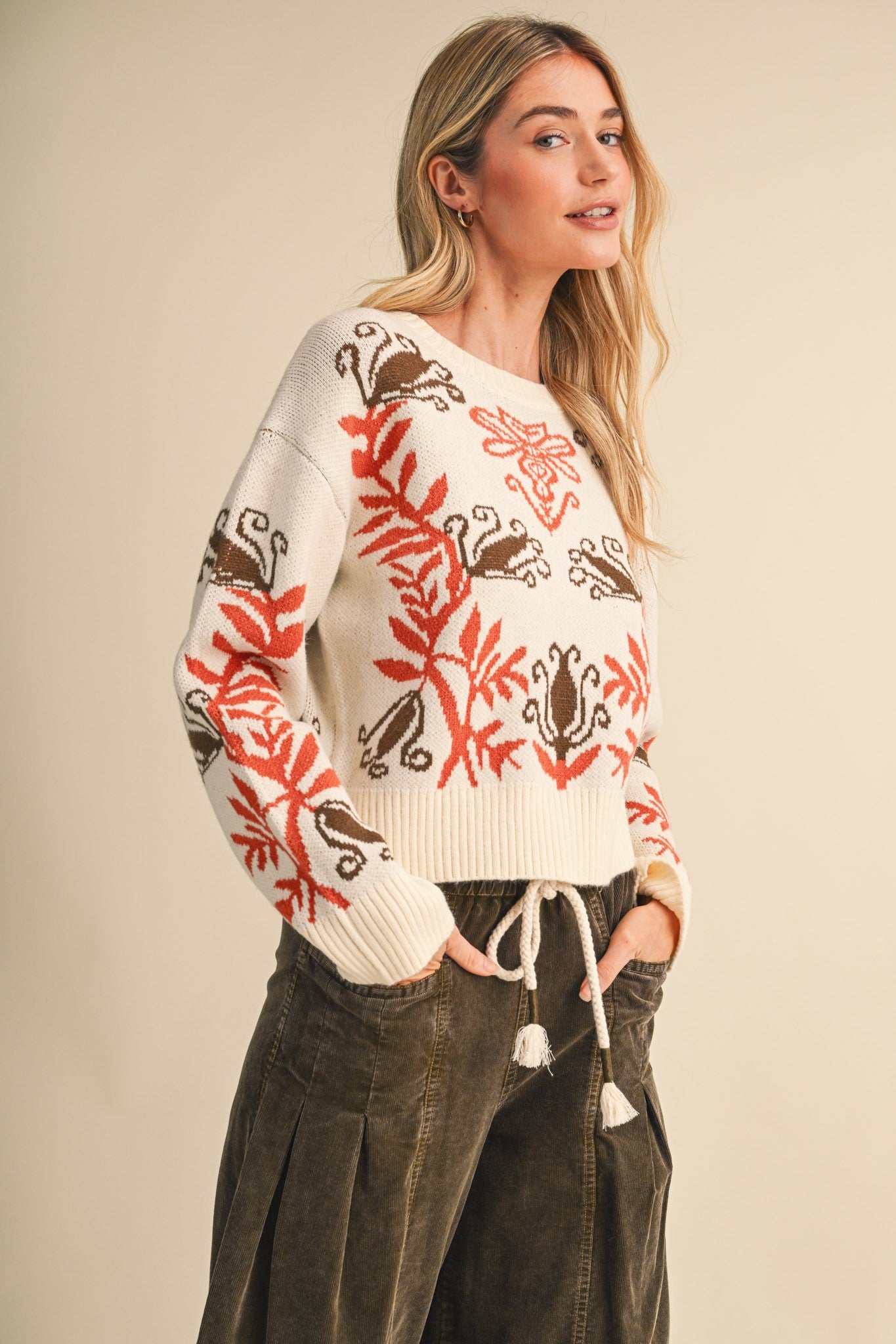 Fleurwell Floral Knit Sweater - Ivory Clay