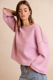 Flip Side Reversible Stripe Sweater - Light Olive Blush