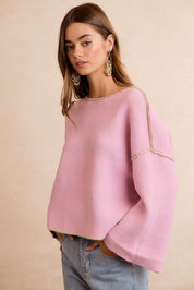 Flip Side Reversible Stripe Sweater - Light Olive Blush