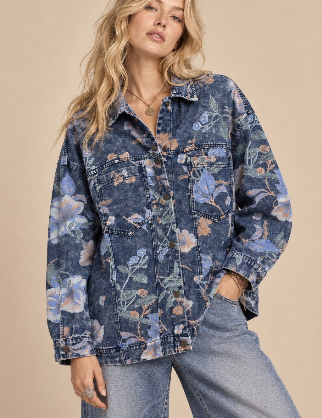 Flora Jane Washed Floral Denim Jacket - Westly