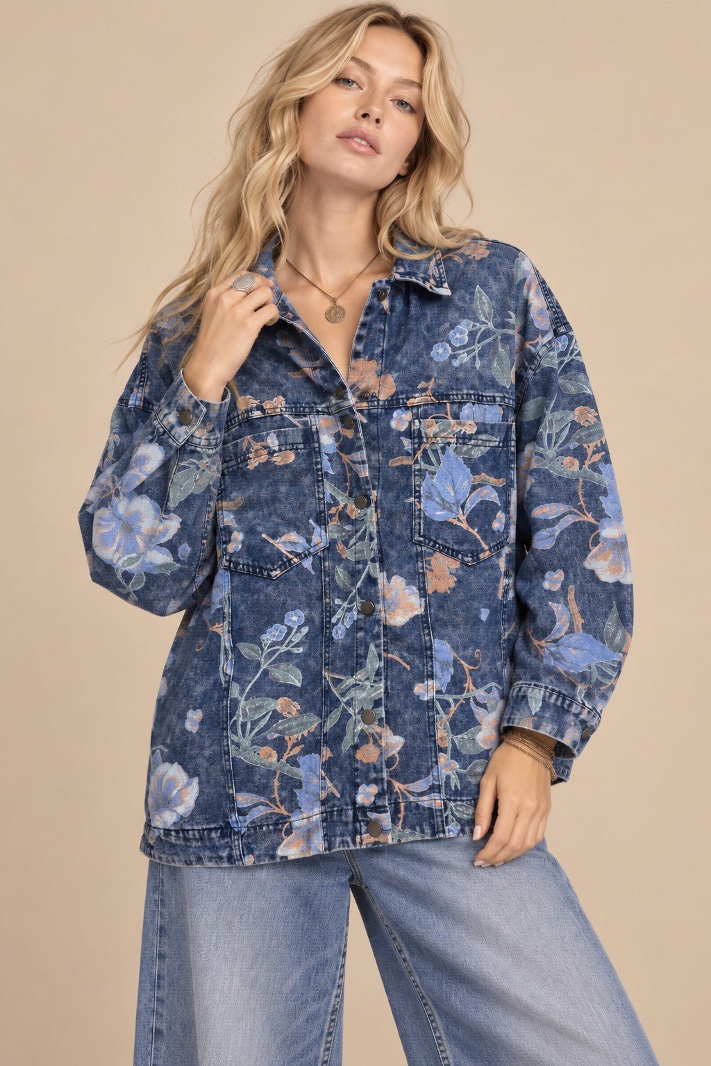 Flora Jane Washed Floral Denim Jacket - Westly