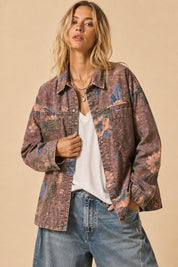 Flora Jane Washed Floral Denim Jacket - Westly