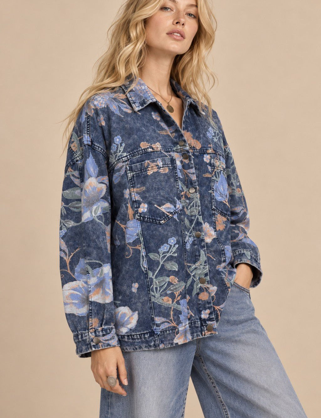 Flora Jane Washed Floral Denim Jacket - Westly