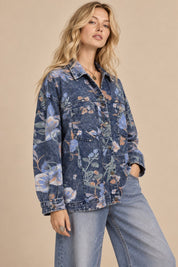 Flora Jane Washed Floral Denim Jacket - Westly