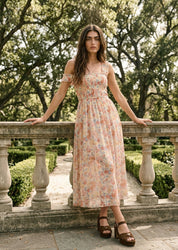 Flora Mesh Smocked Fit - And - Flare Midi Dress - Westly