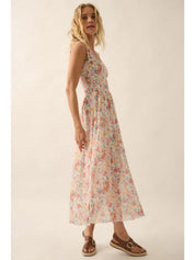 Flora Mesh Smocked Fit - And - Flare Midi Dress - Westly