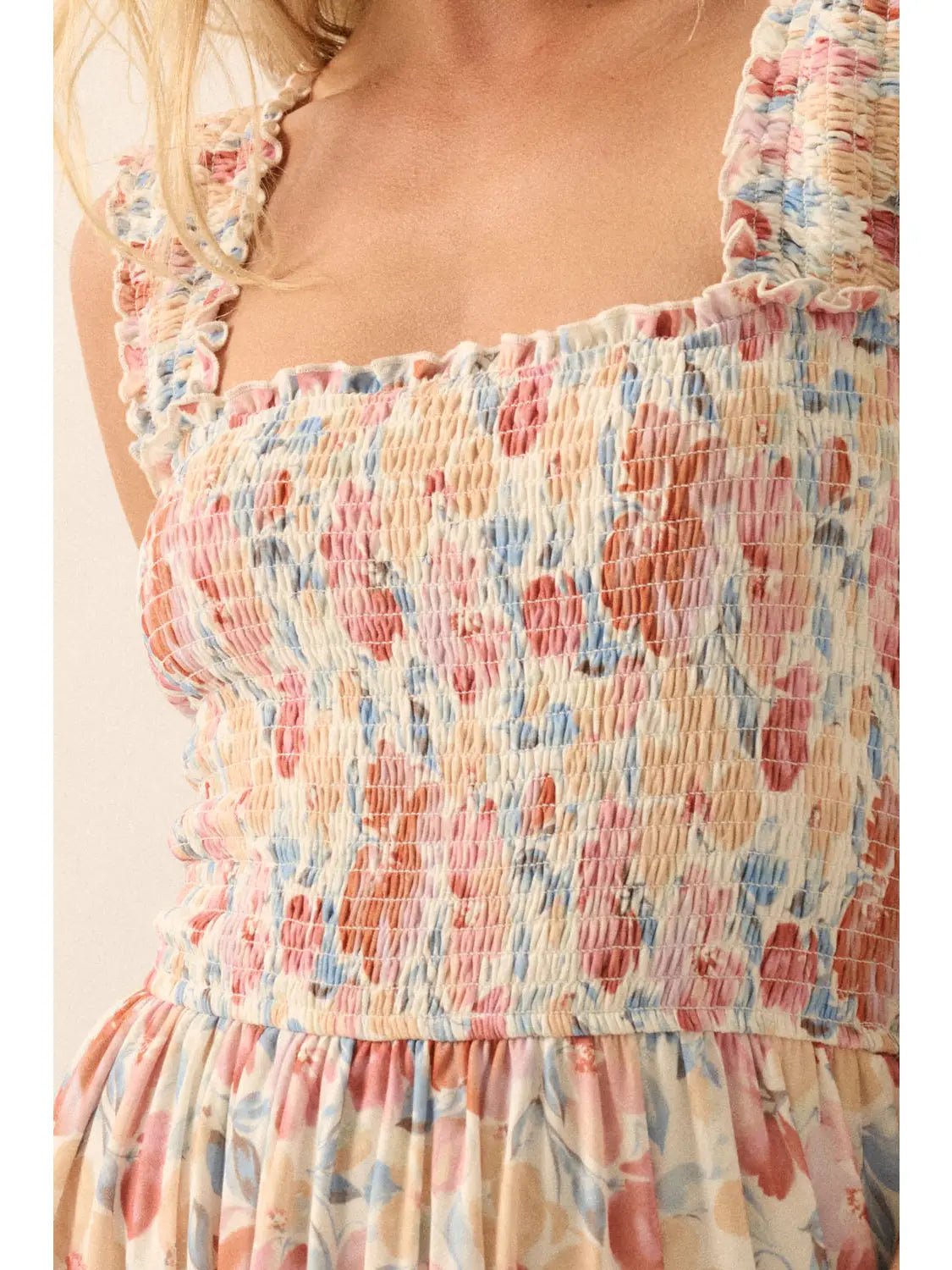 Flora Mesh Smocked Fit - And - Flare Midi Dress - Westly