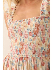 Flora Mesh Smocked Fit - And - Flare Midi Dress - Westly