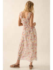 Flora Mesh Smocked Fit - And - Flare Midi Dress - Westly