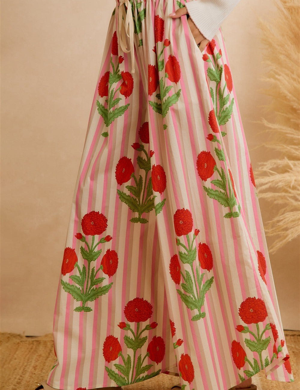 Flora Vista Floral Stripe Wide Leg Pants - Westly