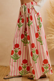 Flora Vista Floral Stripe Wide Leg Pants - Westly